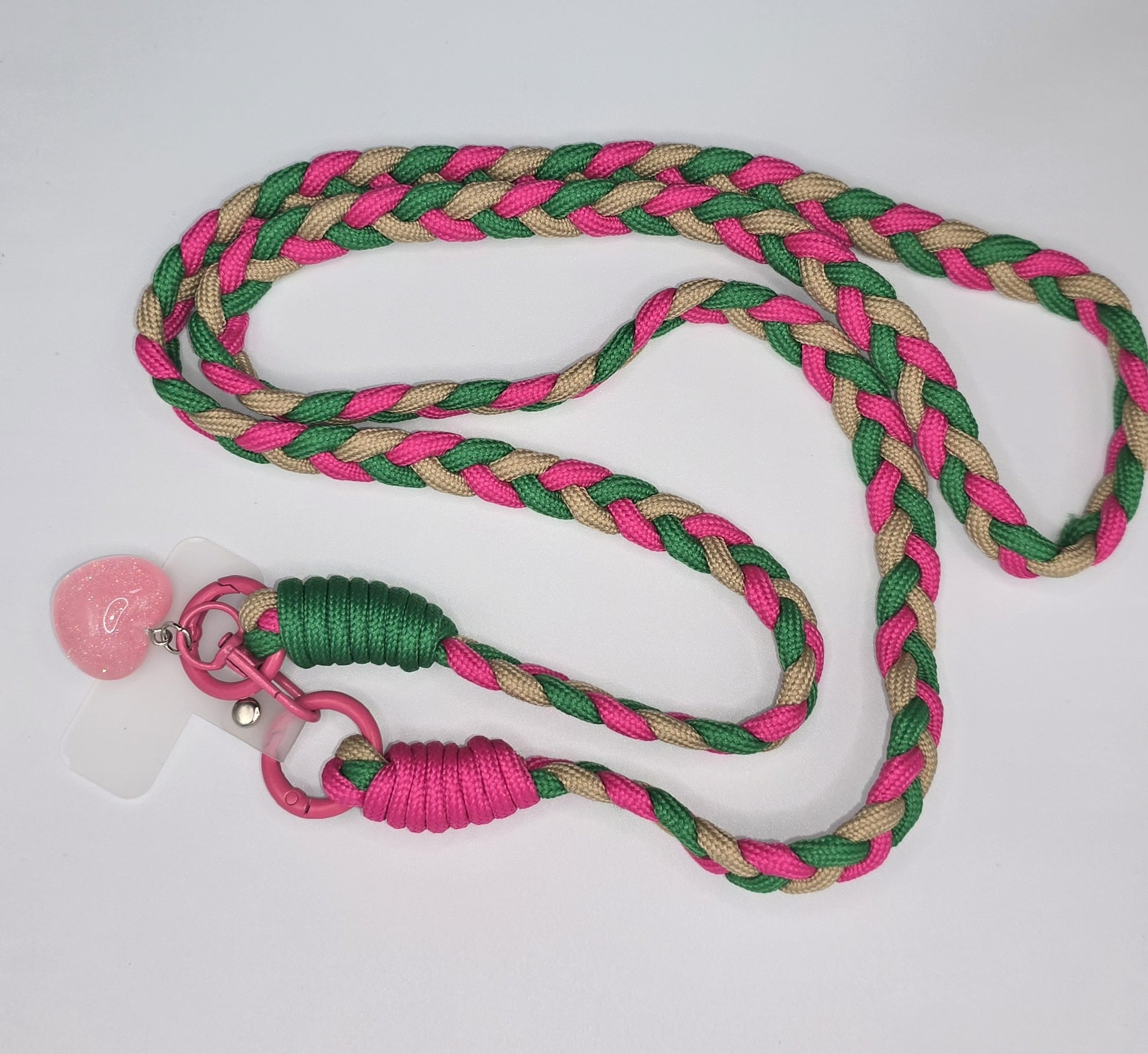 Cadena trenzada Rosa y Verde  para Móvil