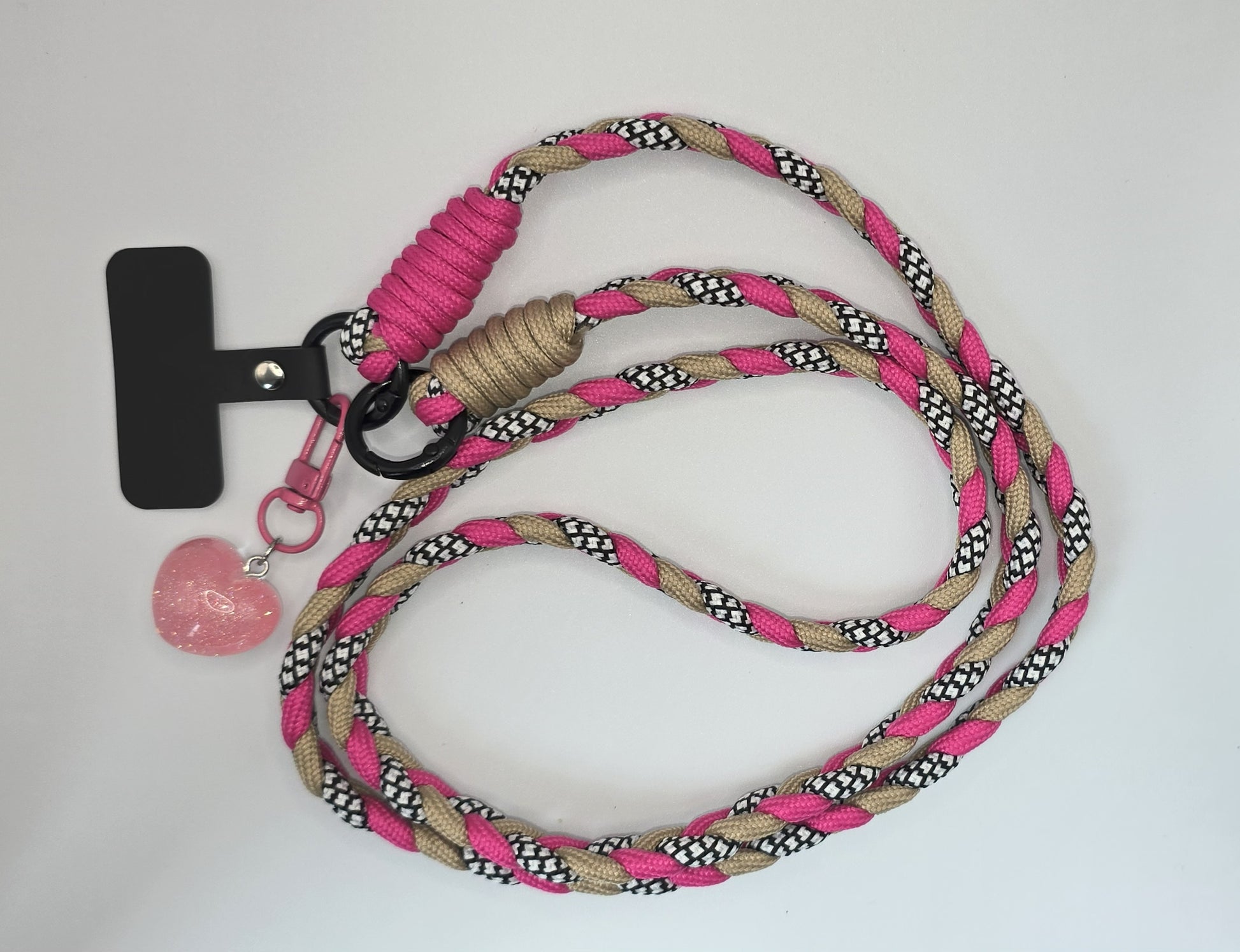 Cadena Trenzada Rosa y Negro  para Móvil